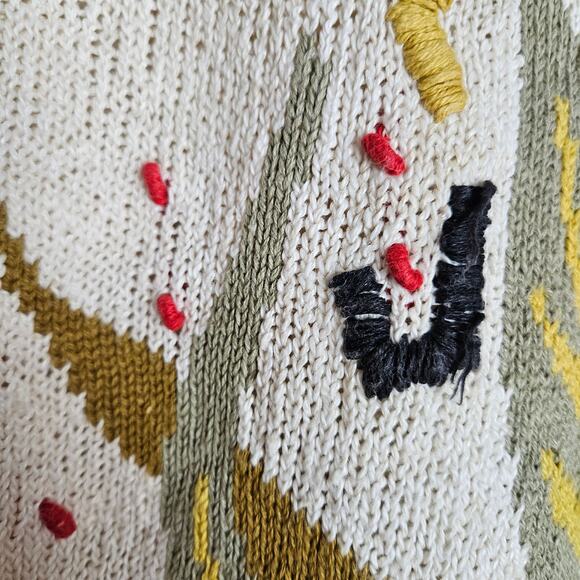 Vintage Leslie Fay Women's Short Sleeve Knit Botanical Leaf Print Sweater Size L - Picture 3 of 11